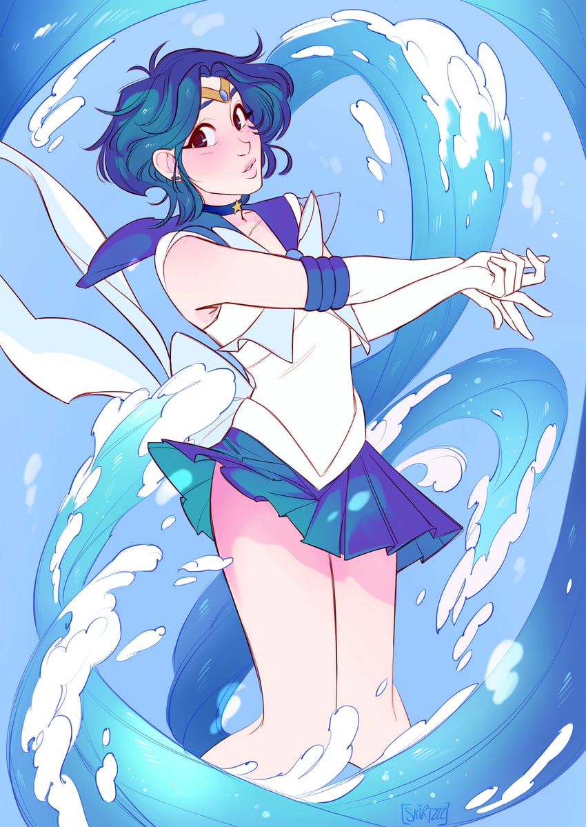 mizuno ami and sailor mercury (bishoujo senshi sailor moon) drawn by skirtzzz