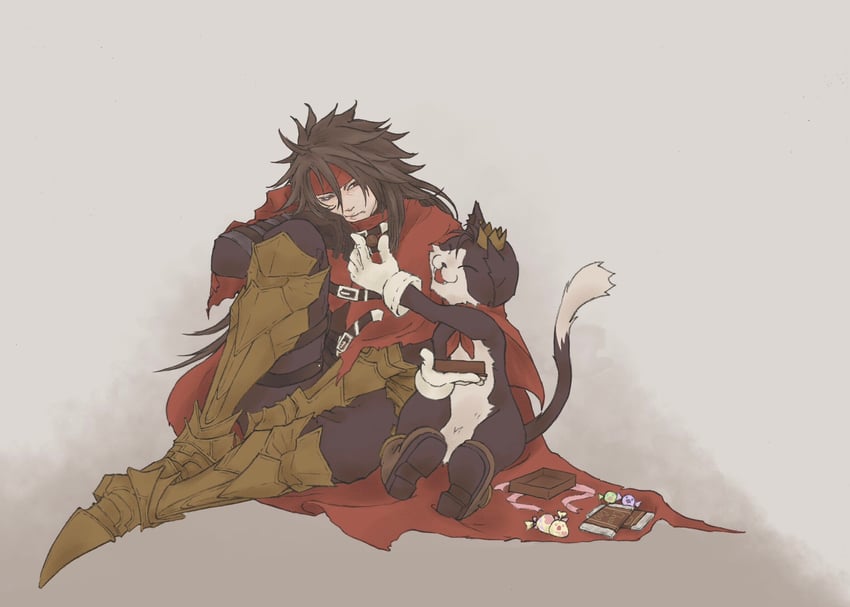 vincent valentine and cait sith (final fantasy and 3 more) drawn by msa_mne