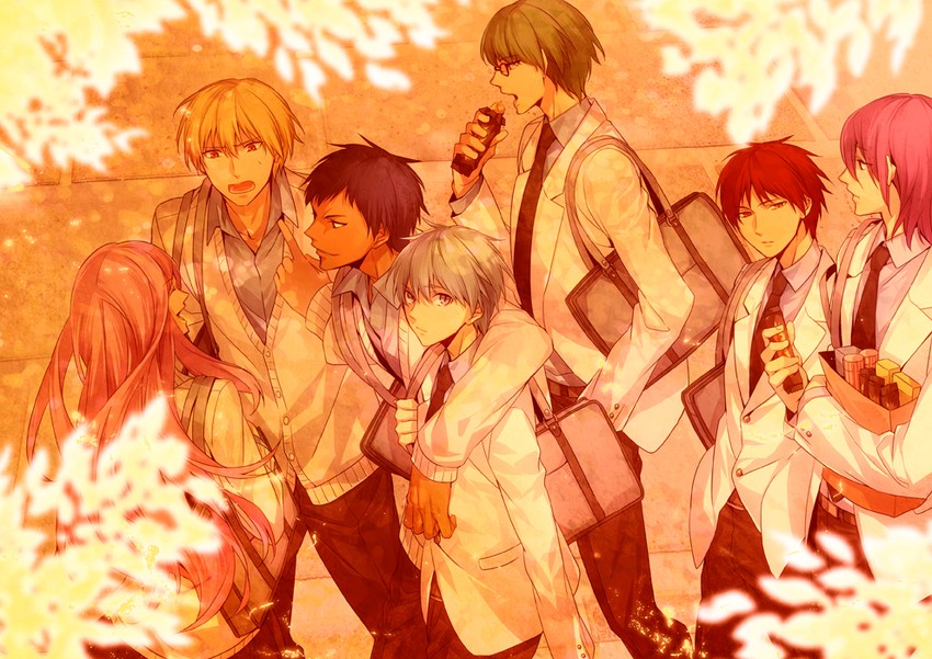 kuroko tetsuya, aomine daiki, kise ryouta, akashi seijuurou, midorima shintarou, and 2 more (kuroko no basuke) drawn by xia_(ryugo)