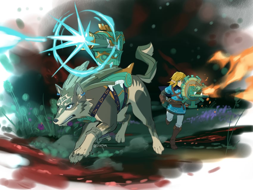 link and wolf link (the legend of zelda and 2 more) drawn by stup-jam