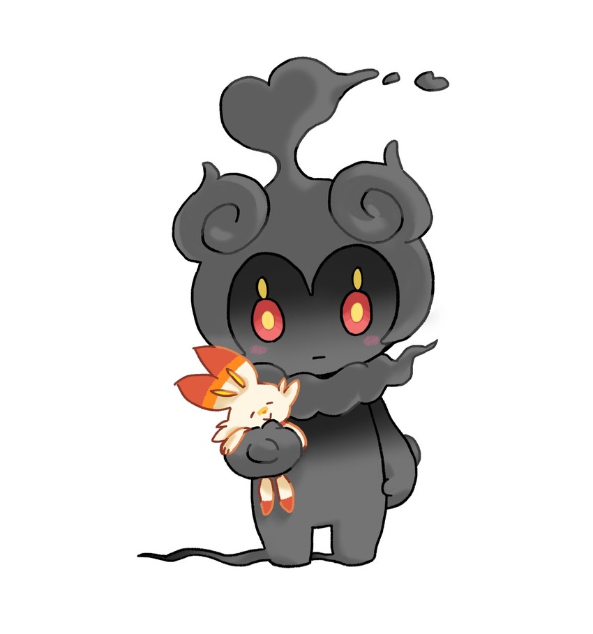 scorbunny and marshadow (pokemon) drawn by punico_(punico_poke)