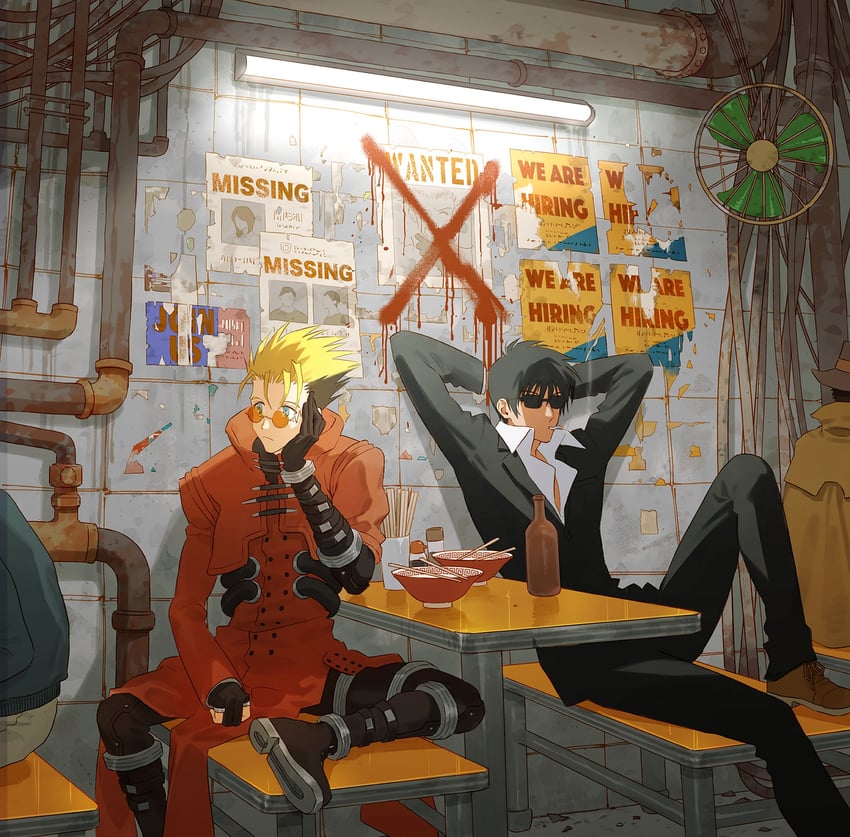 vash the stampede and nicholas d. wolfwood (trigun and 1 more) drawn by ba3969787585976