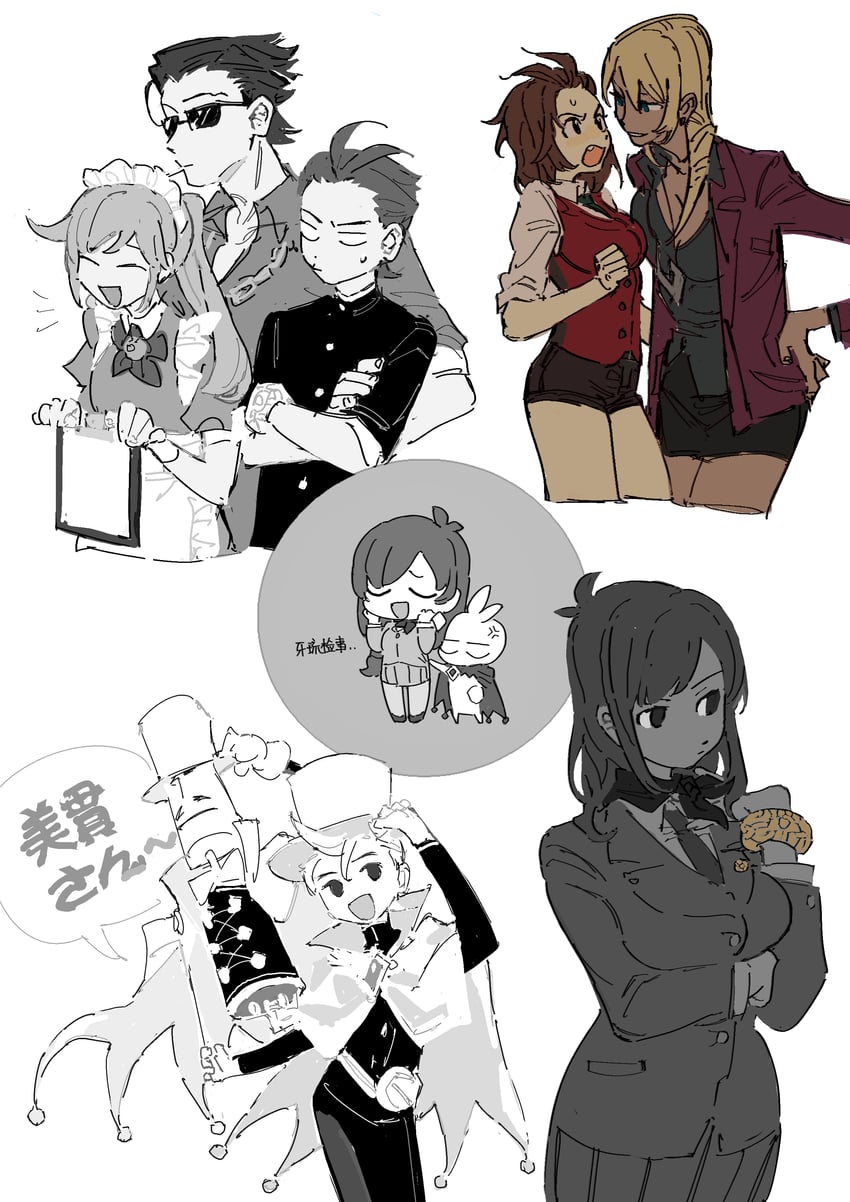 phoenix wright, apollo justice, trucy wright, athena cykes, and klavier gavin (ace attorney and 1 more) drawn by soko