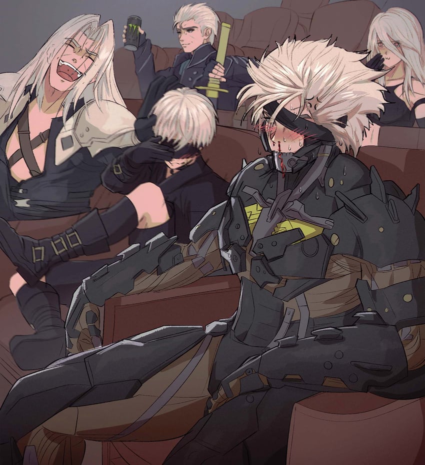 sephiroth, 9s, a2, vergil, and raiden (final fantasy and 7 more) drawn by yoracrab