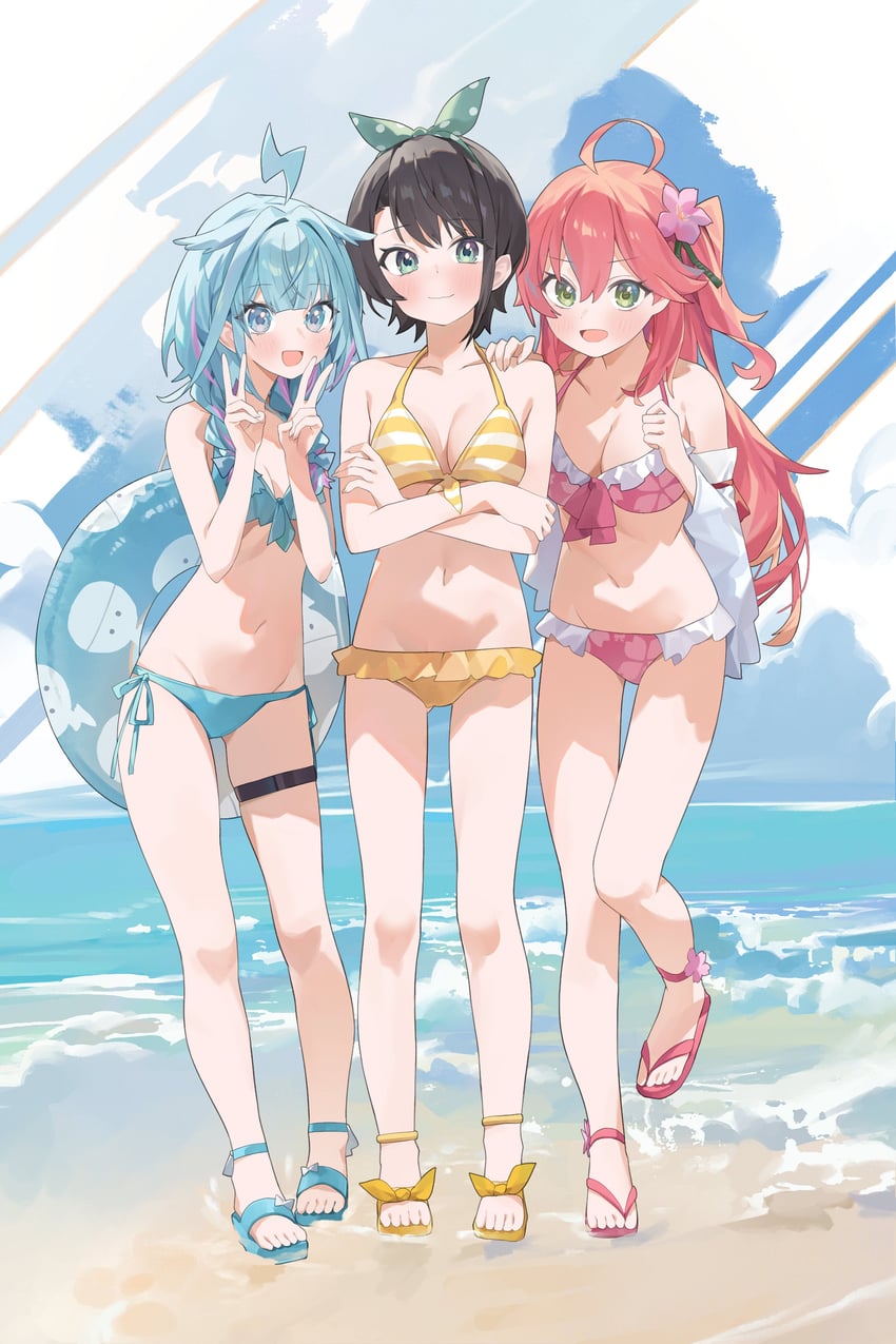 sakura miko, oozora subaru, and mizumiya su (hololive and 1 more) drawn by nel_dcm