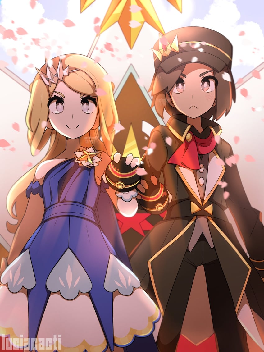 serena and calem (pokemon and 1 more) drawn by luciacacti