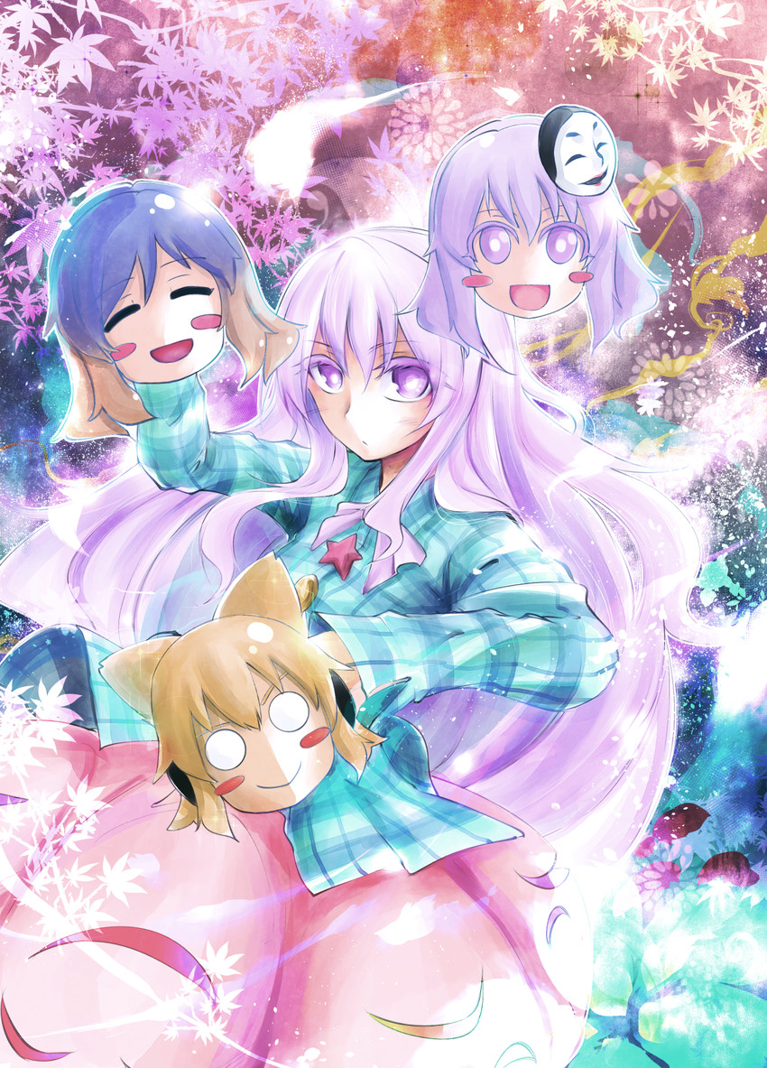hijiri byakuren, toyosatomimi no miko, and hata no kokoro (touhou) drawn by kakao_(noise-111)