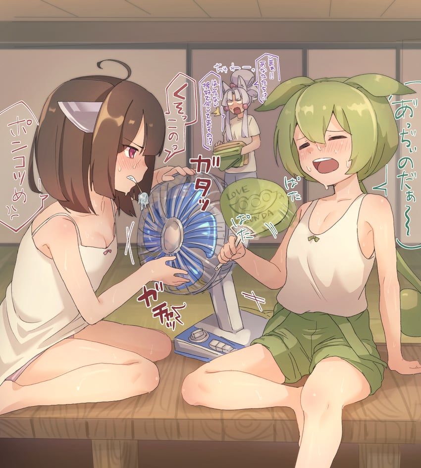 touhoku kiritan, zundamon, and touhoku itako (voiceroid and 1 more) drawn by bangohan_tsubuyakitarou
