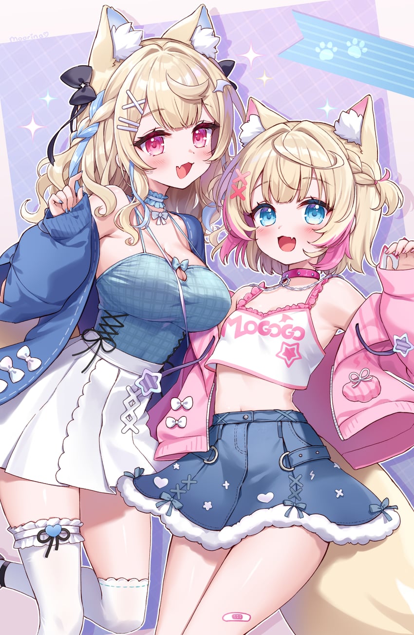 fuwawa abyssgard and mococo abyssgard (hololive and 1 more) drawn by moorina