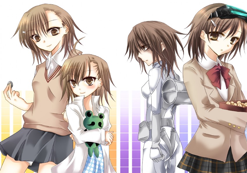 misaka mikoto, last order, gekota, misaka imouto, and misaka worst (toaru majutsu no index and 1 more) drawn by gokugetsu_momo