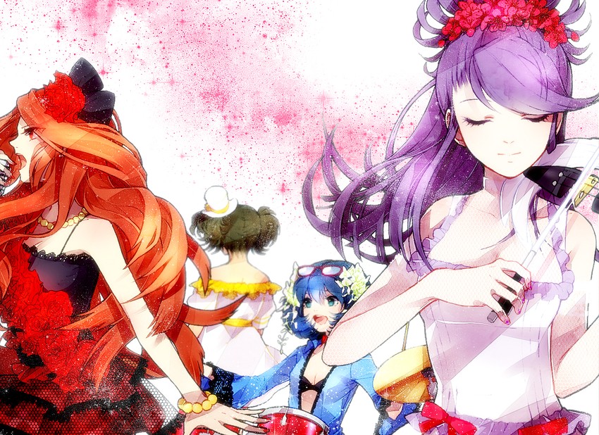 otonashi haruna, raimon natsumi, kudou fuyuka, and kino aki (inazuma eleven) drawn by hakusai_(tiahszld)