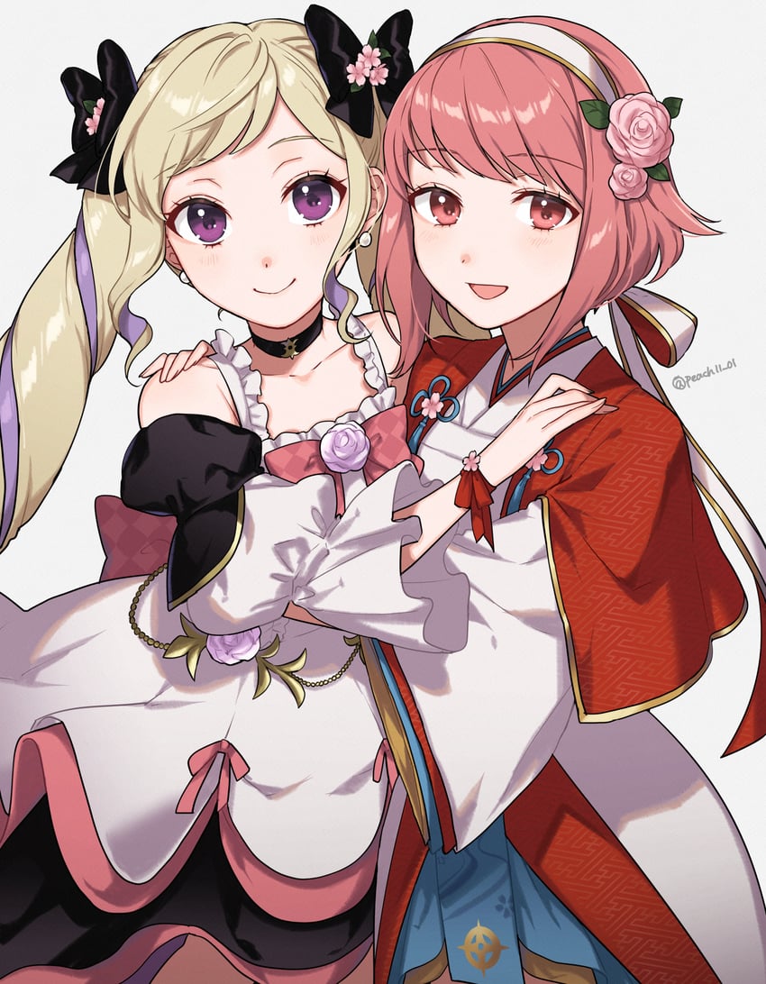 elise and sakura (fire emblem and 2 more) drawn by shamu_(peach11_01)