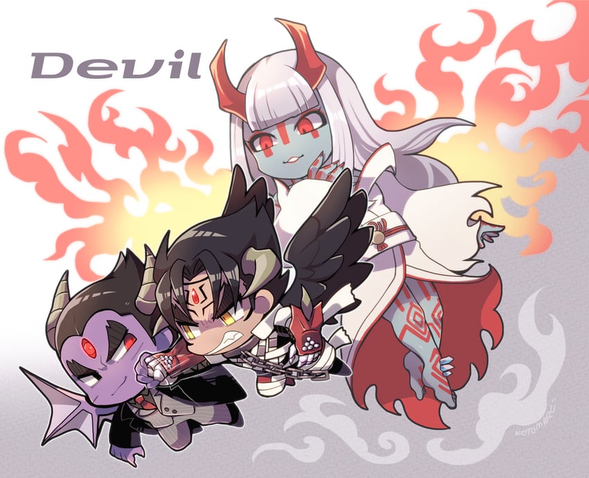 kazama jin, mishima kazuya, devil jin, mishima kazumi, and devil (tekken) drawn by kotorai