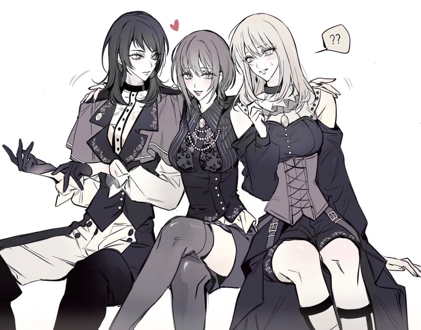 yahata umiri, misumi uika, yuutenji nyamu, doloris, timoris, and 1 more (bang dream! and 1 more) drawn by m_omoo