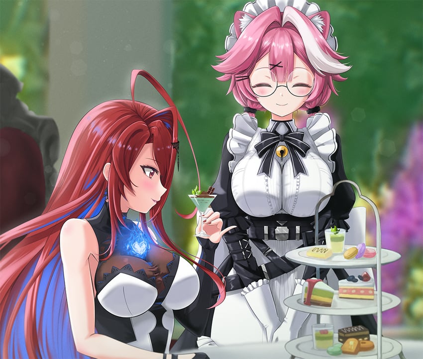 raora panthera and elizabeth rose bloodflame (hololive and 1 more) drawn by arjend