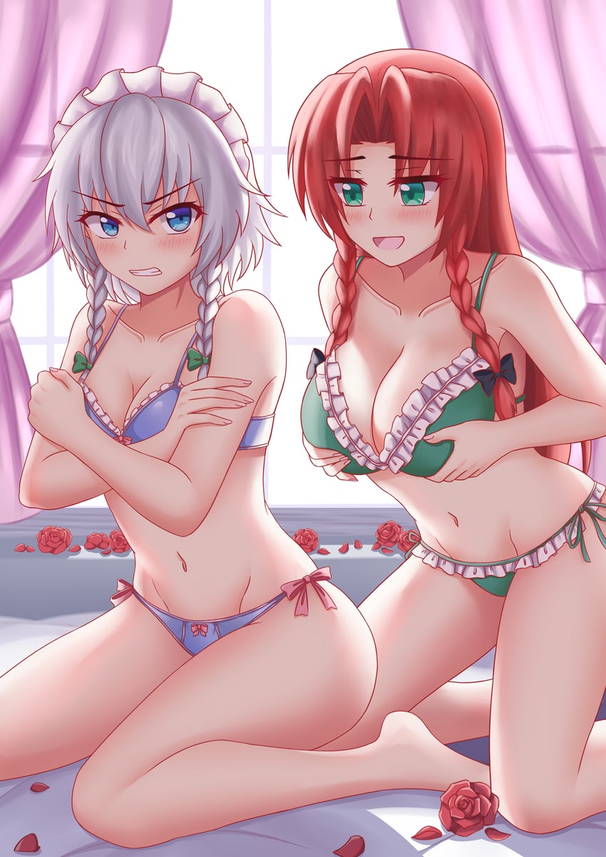 izayoi sakuya and hong meiling (touhou) drawn by piaoluo_de_ying_huaban