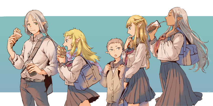 fleki, lycion, cithis, pattadol, and otta (dungeon meshi) drawn by jack_(haist)