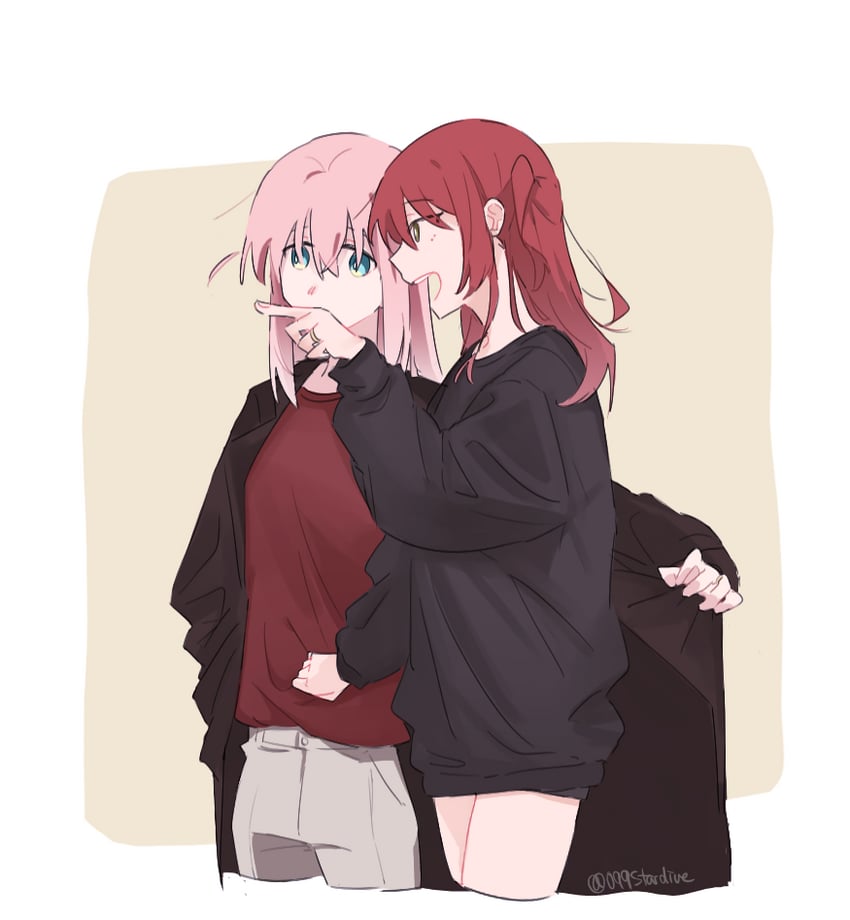 gotoh hitori and kita ikuyo (bocchi the rock!) drawn by raven_(099stardive)