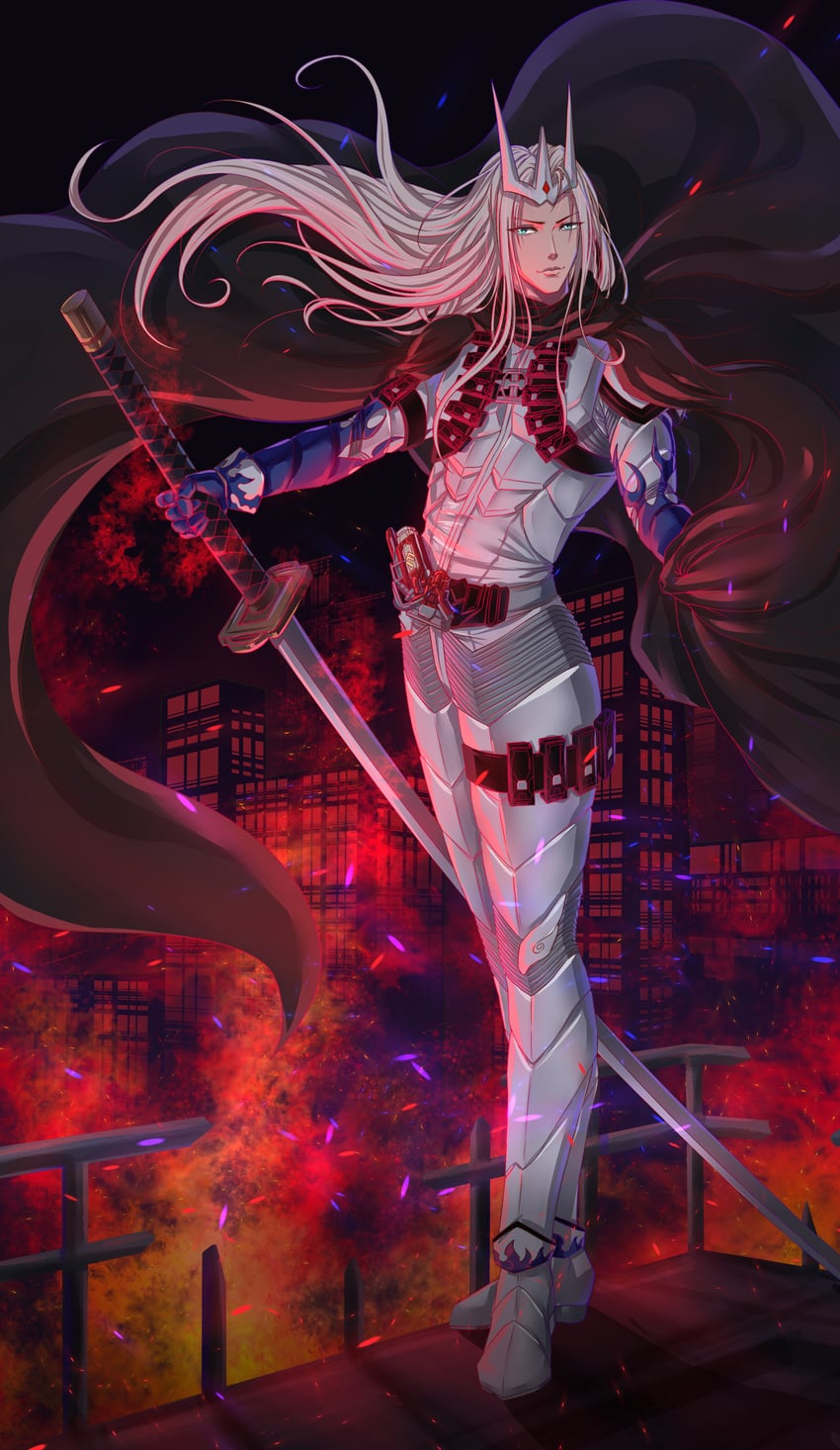sephiroth and kamen rider eternal (final fantasy and 3 more) drawn by lei_shen