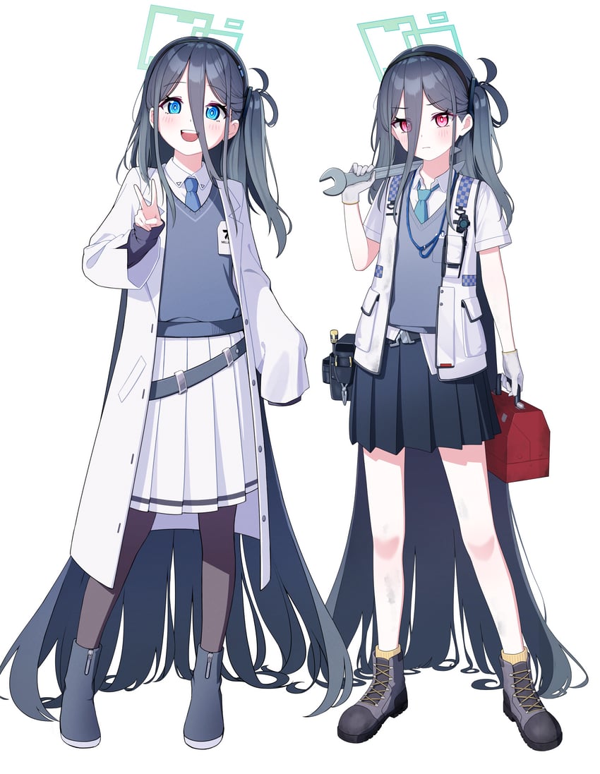 aris, kei, millennium science school student, millennium science school student b, and millennium science school student a (blue archive) drawn by supersugar
