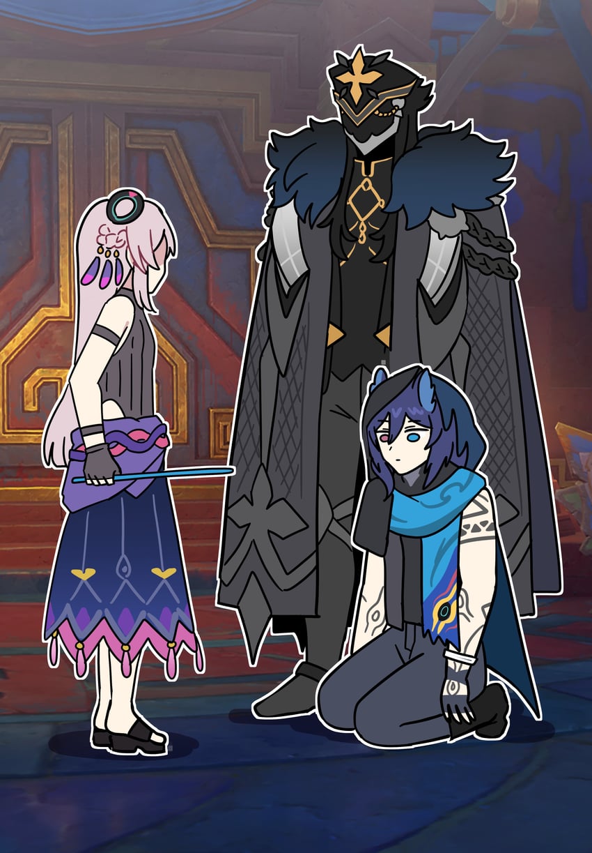 citlali, ororon, and capitano (genshin impact) drawn by ooyun