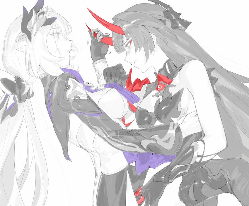 elysia and raiden mei (honkai and 1 more) drawn by ryein