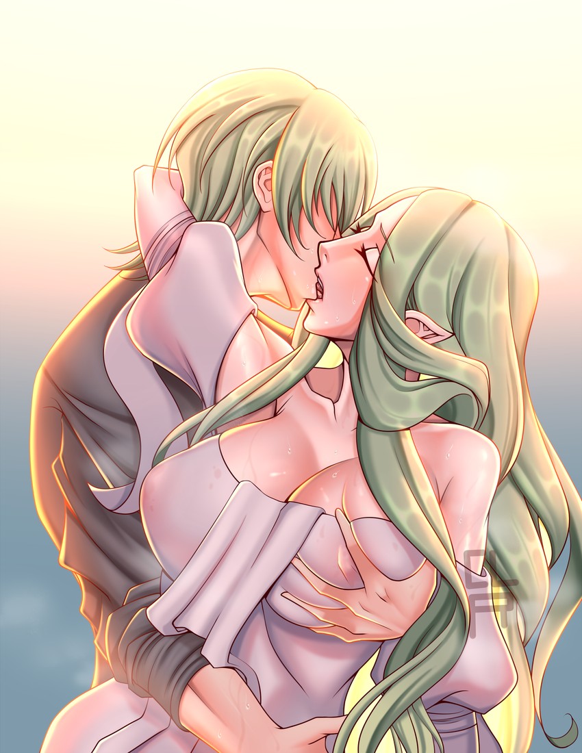 rhea and male byleth (fire emblem and 1 more) drawn by cleru_(cleruuuuu)