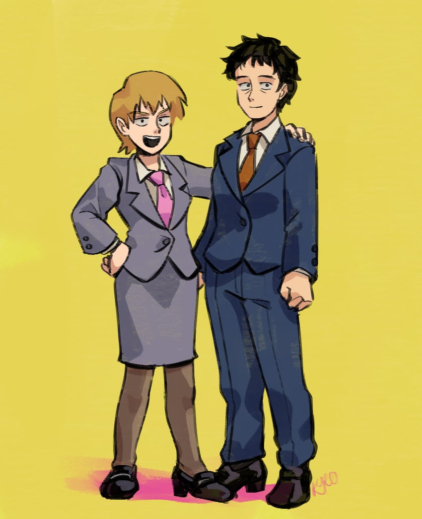 reigen arataka and serizawa katsuya (mob psycho 100) drawn by kyokyeo