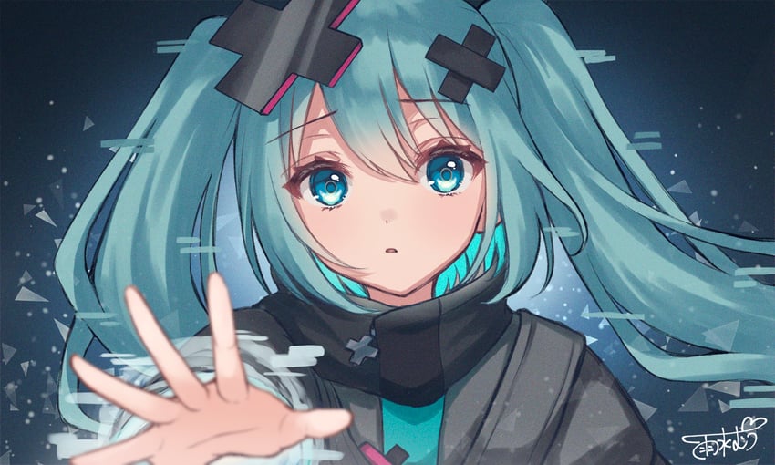 hatsune miku and batsu miku (vocaloid and 2 more) drawn by usui_muu