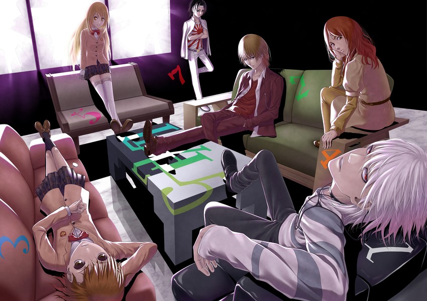 misaka mikoto, shokuhou misaki, accelerator, mugino shizuri, kakine teitoku, and 1 more (toaru majutsu no index) drawn by bleachist