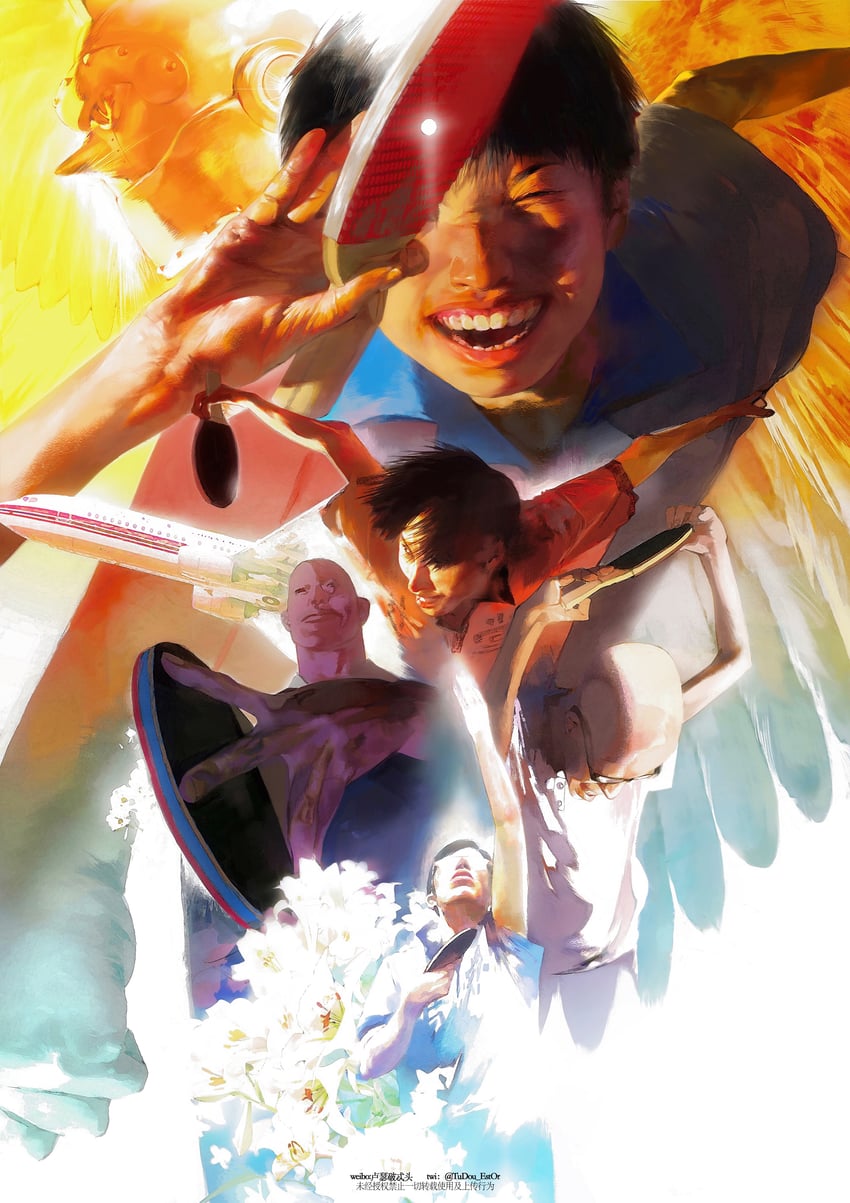 tsukimoto makoto, hoshino yutaka, kong wenge, sakuma manabu, and kazama ryuuichi (ping pong) drawn by tudou_estor