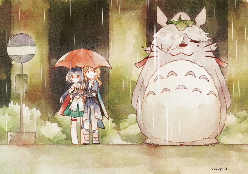 jing yuan, yunli, yanqing, and totoro (honkai and 2 more) drawn by utsuyeet