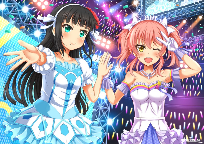 jougasaki mika and kurosawa dia (idolmaster and 3 more) drawn by hantuki
