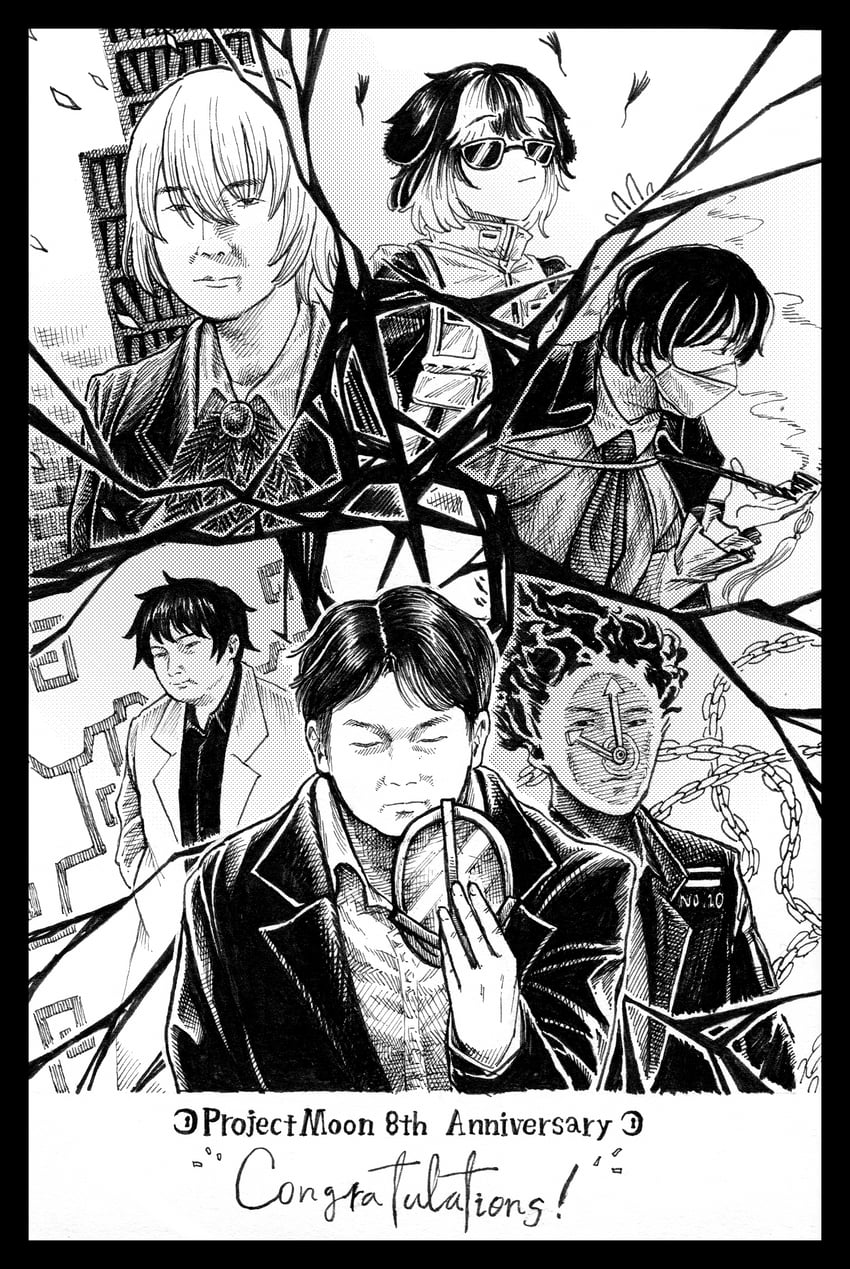 dante, angela, ayin, jang schna, moses, and 1 more (project moon and 4 more) drawn by tsukisebone44