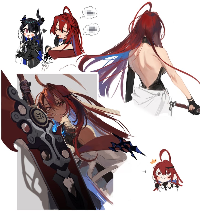 nerissa ravencroft and elizabeth rose bloodflame (hololive and 1 more) drawn by eus_ing