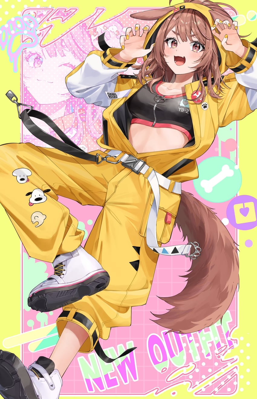 inugami korone, listener, hoso-inu, and futo-inu (hololive) drawn by amesui