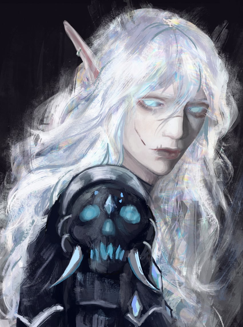 player character and death knight (warcraft and 1 more) drawn by evilins