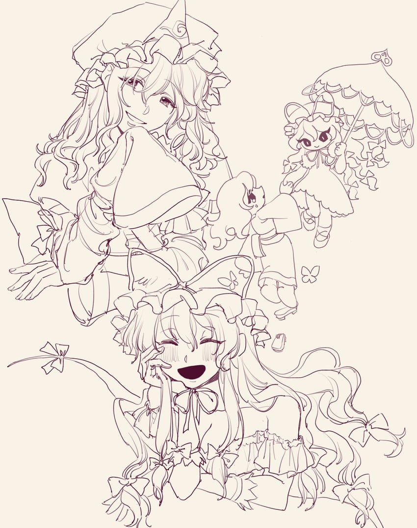 yakumo yukari and saigyouji yuyuko (touhou) drawn by xianyu_liang