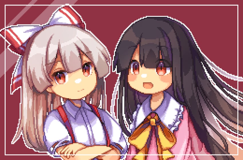 fujiwara no mokou and houraisan kaguya (touhou) drawn by omochinegi