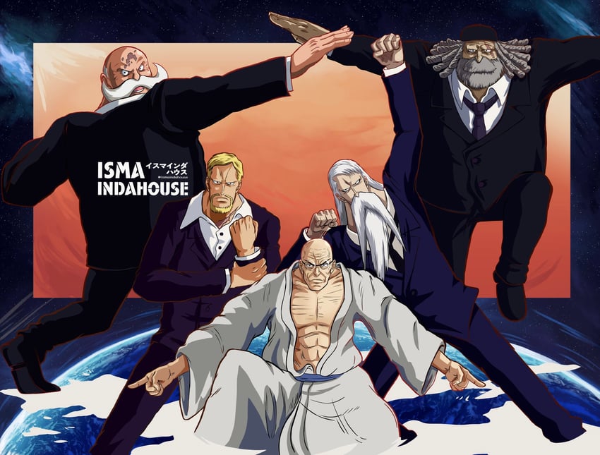jaygarcia saturn, ethan-baron v. nusjuro, marcus mars, topman warcury, and shepherd ju peter (one piece and 1 more) drawn by ismaindahouse