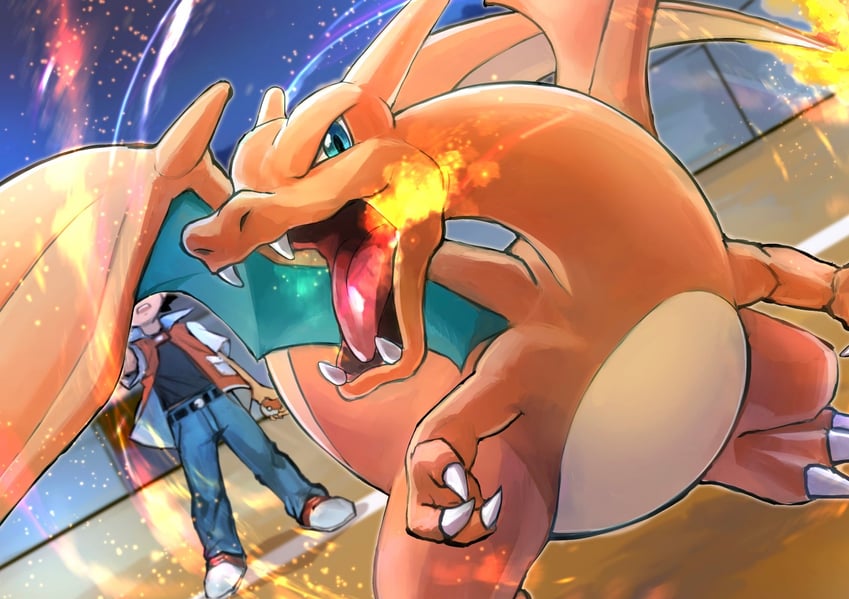 red and charizard (pokemon and 1 more) drawn by day_walker1117