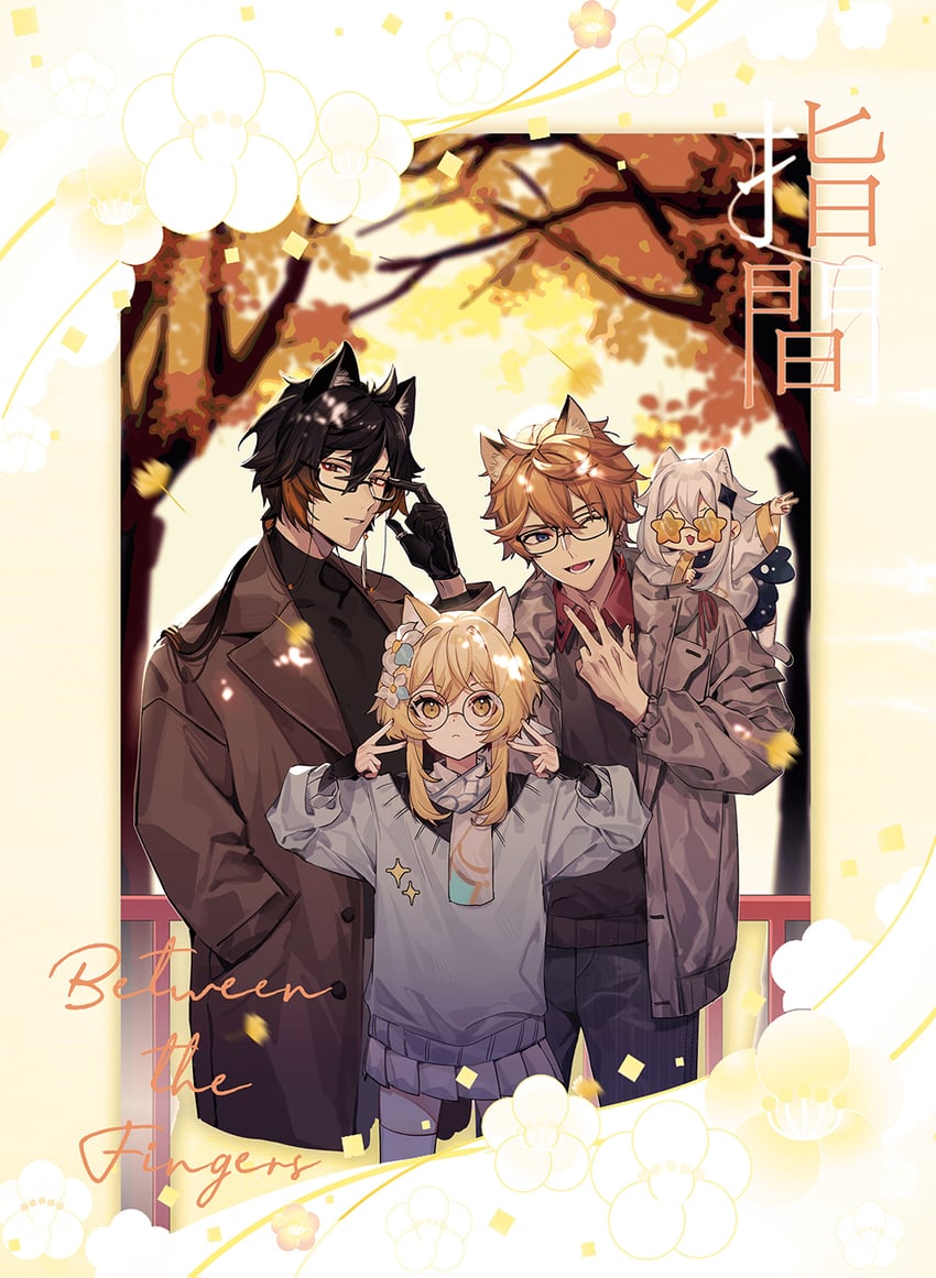 lumine, zhongli, paimon, and tartaglia (genshin impact) drawn by ssm_(ssm82048039)