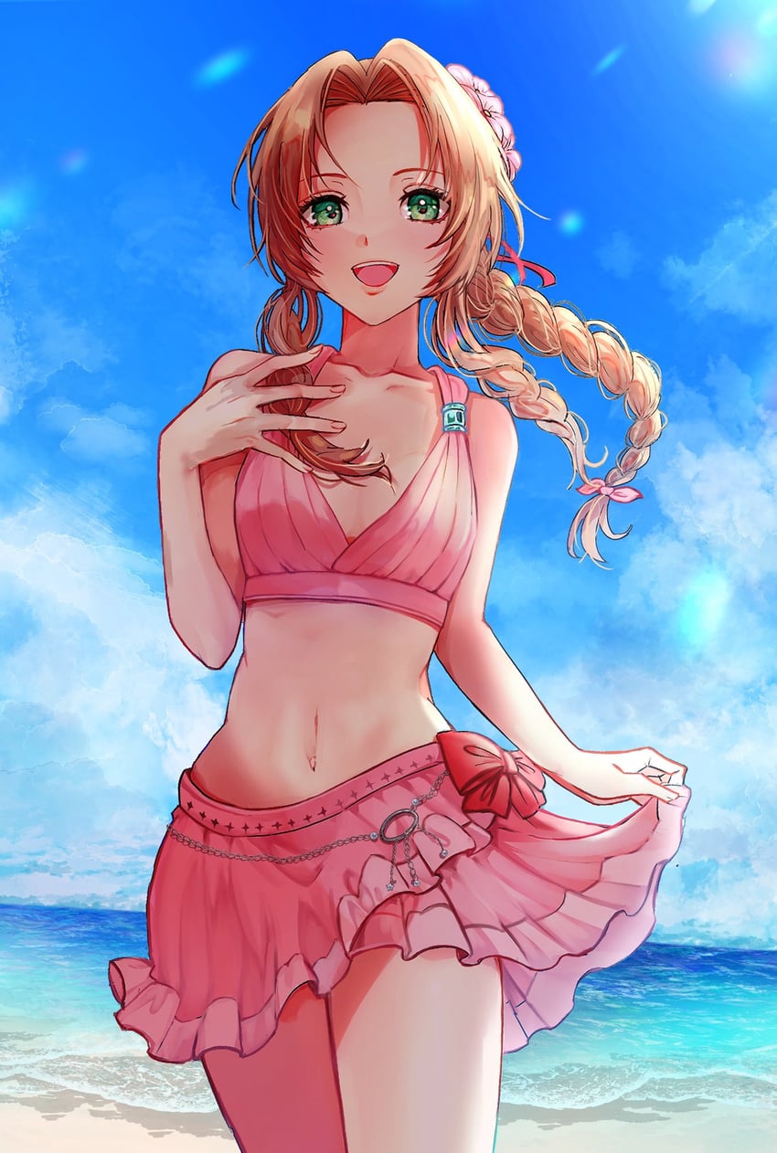 aerith gainsborough (final fantasy and 3 more) drawn by 26caaan