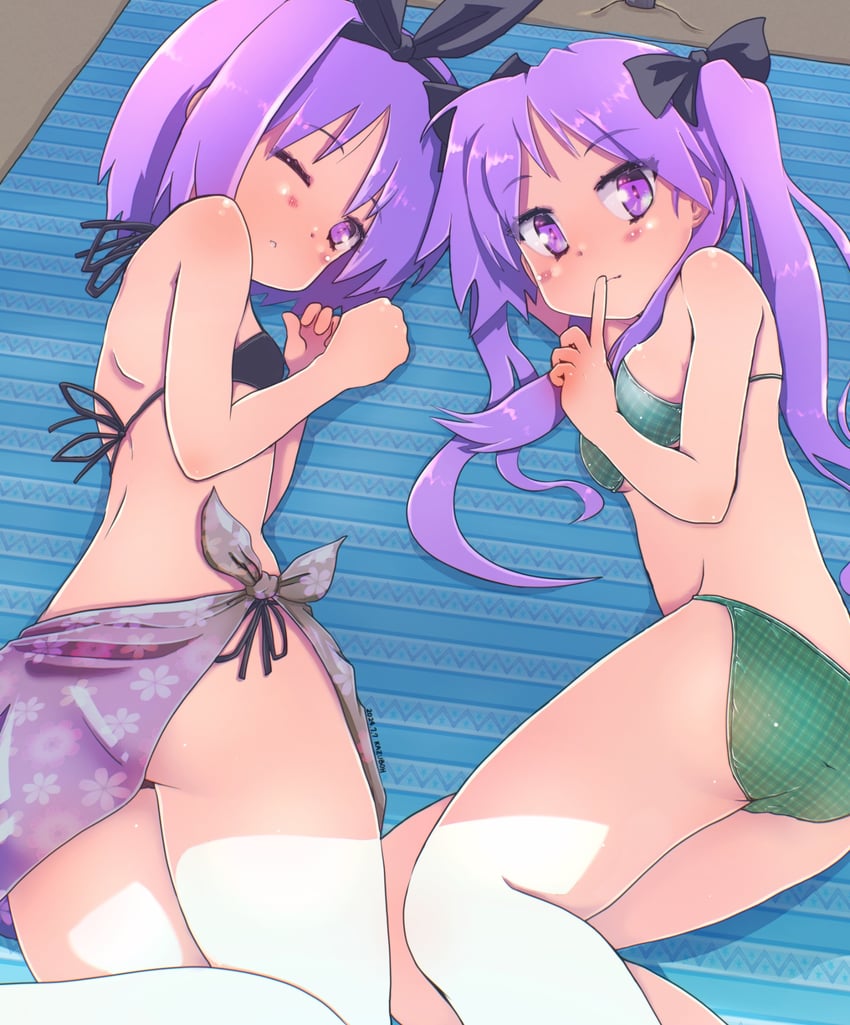 hiiragi kagami and hiiragi tsukasa (lucky star) drawn by kazuboh