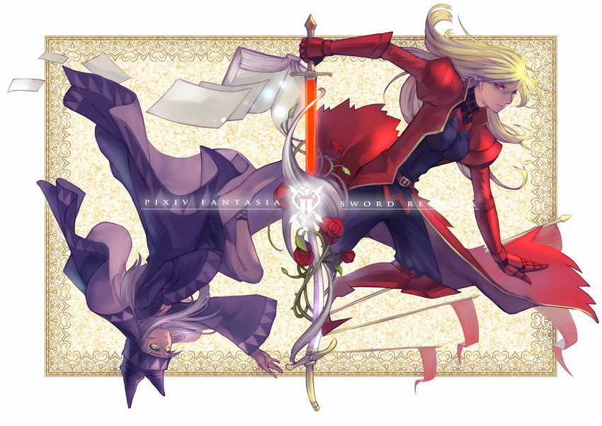 queen scarlet and merchant king aya (pixiv fantasia and 1 more) drawn by joseph_lee