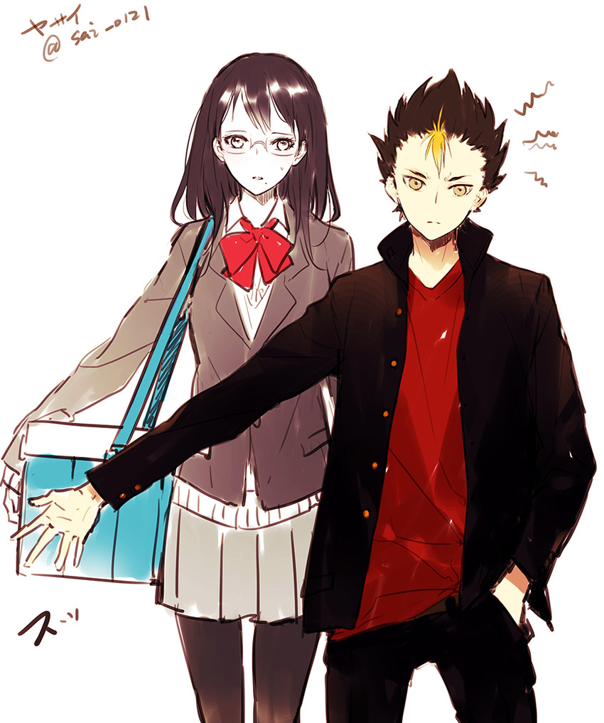 shimizu kiyoko and nishinoya yuu (haikyuu!!) drawn by yasai_(getsu)