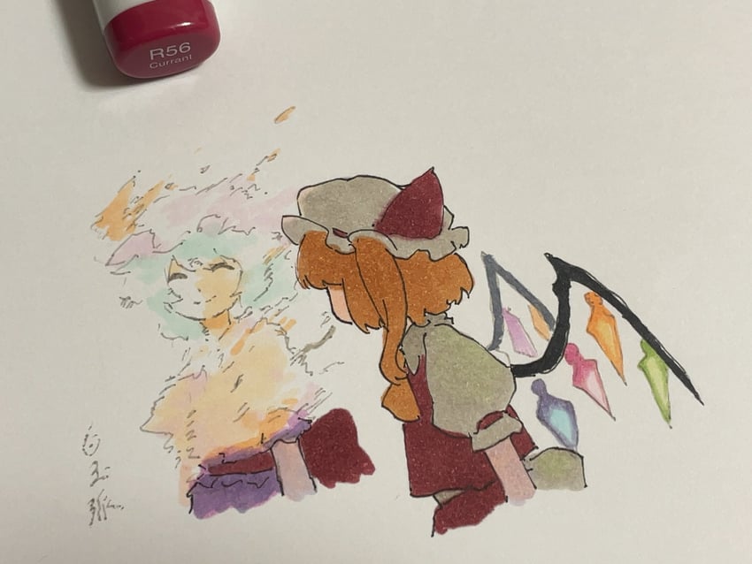 remilia scarlet and flandre scarlet (touhou) drawn by shiratama_(hockey)