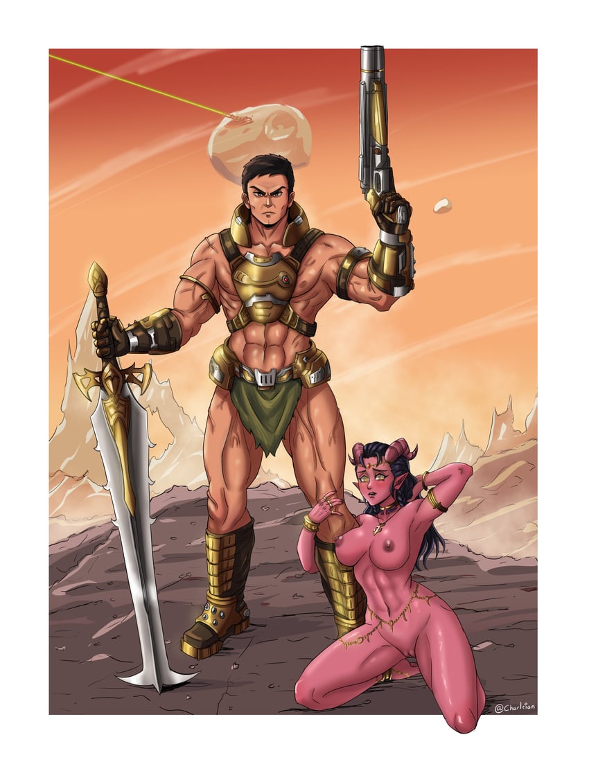 doomguy, dahlia, and dejah thoris (original and 4 more) drawn by charleian