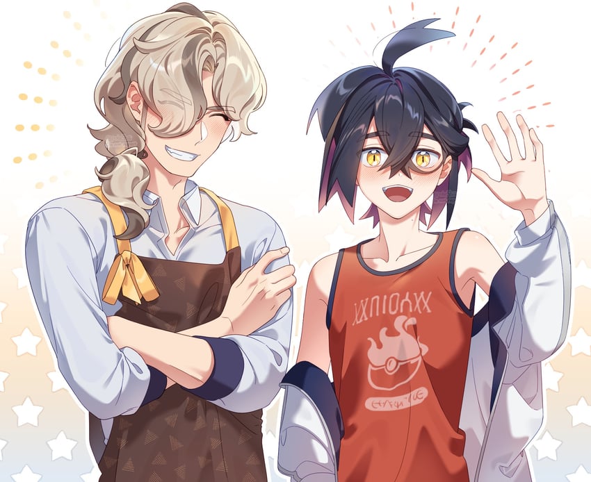kieran and arven (pokemon and 1 more) drawn by shi_mohaji