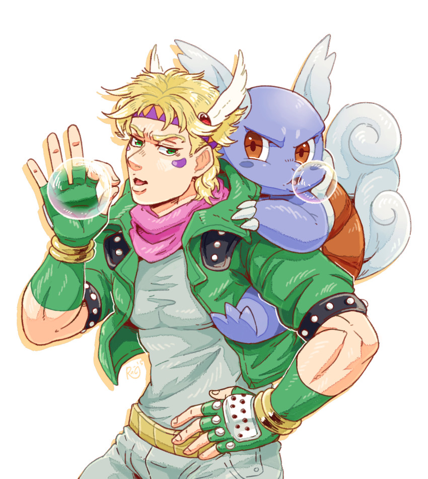 caesar anthonio zeppeli and wartortle (pokemon and 1 more) drawn by raiphen